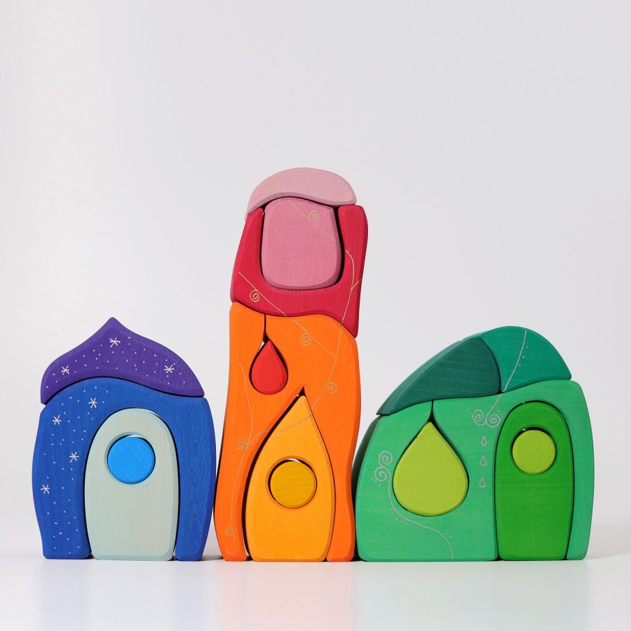 Grimm'S Rainbows & Creative Play | Grimm’s Wooden Toys Grimm'S Rainbows & Creative Play Grimm'S Fairy Village, 17 Pieces