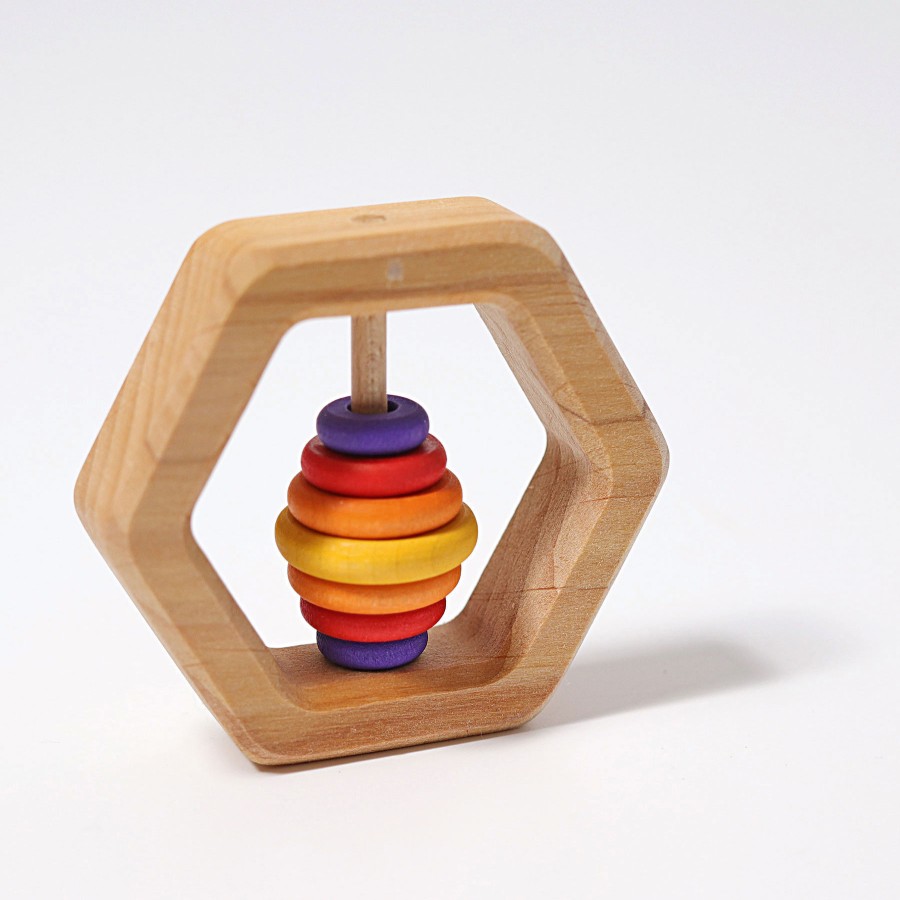 Wooden Rattles & Teething Toys | Grimm’s Wooden Toys Wooden Rattles & Teething Toys Grimm'S Rattle Hexagonal