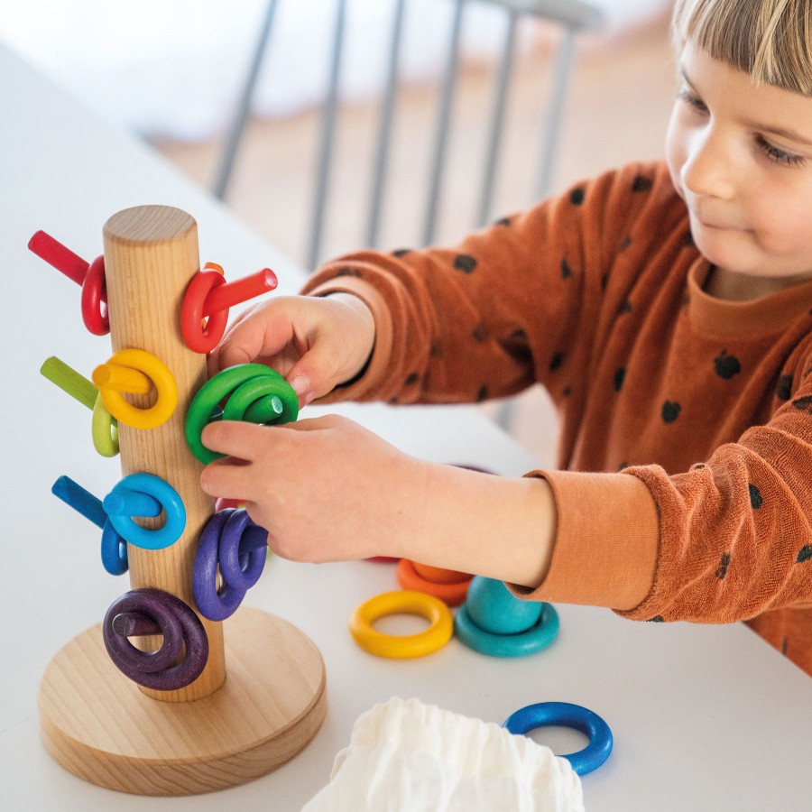 Sorting & Threading | Grimm’s Wooden Toys Sorting & Threading Grimm'S Sorting Helper Rainbow