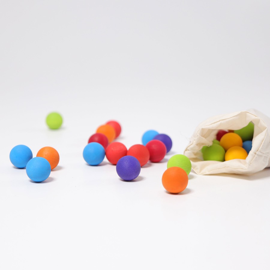 Grimm'S Rainbows & Creative Play | Grimm’s Wooden Toys Grimm'S Rainbows & Creative Play Grimm'S Marbles Coloured In Bag