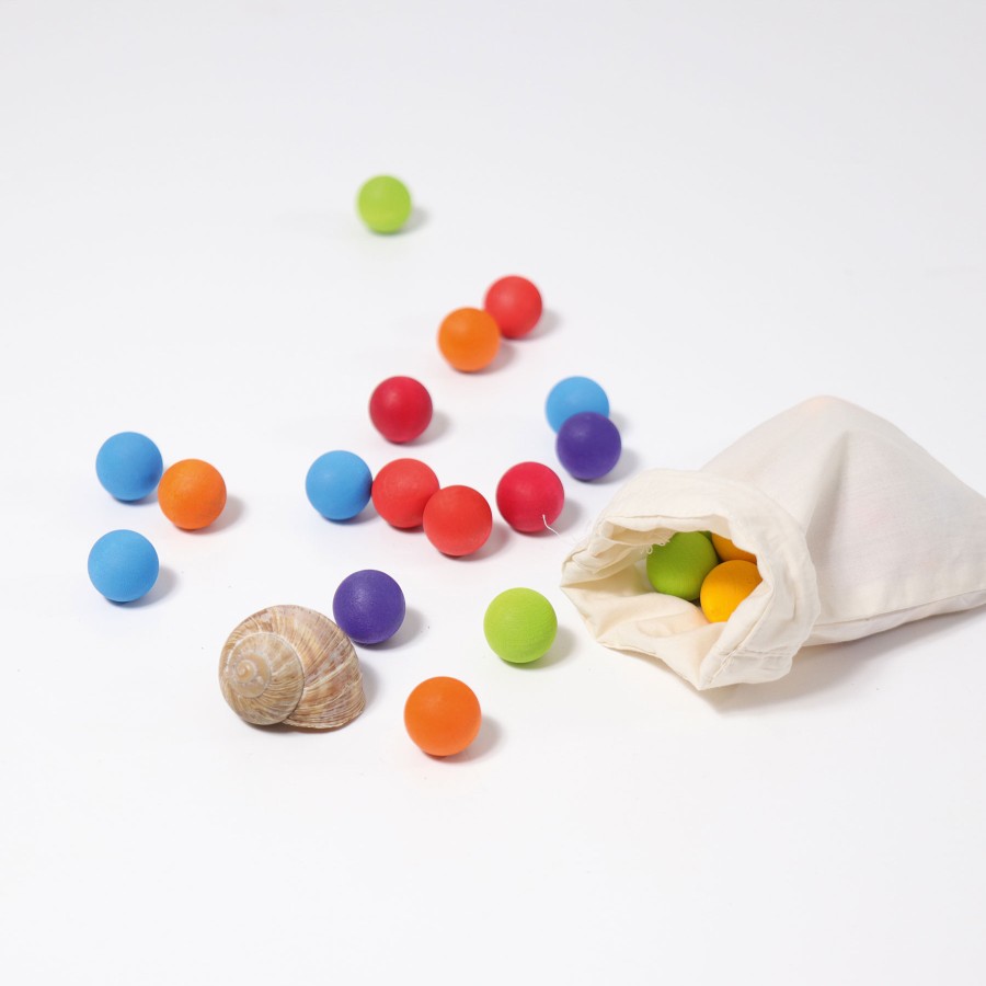 Grimm'S Rainbows & Creative Play | Grimm’s Wooden Toys Grimm'S Rainbows & Creative Play Grimm'S Marbles Coloured In Bag