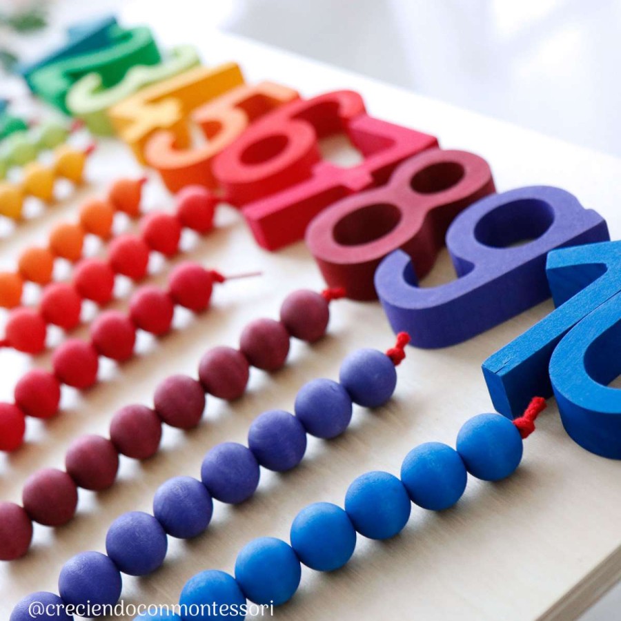 Literacy & Maths | Grimm’s Wooden Toys Literacy & Maths Grimm'S Colourful Bead Stairs