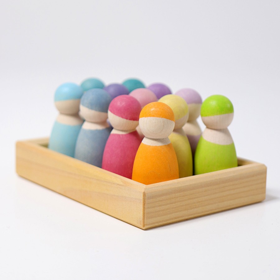 Grimm'S Rainbows & Creative Play | Grimm’s Wooden Toys Grimm'S Rainbows & Creative Play Grimm'S 12 Friends Pastel