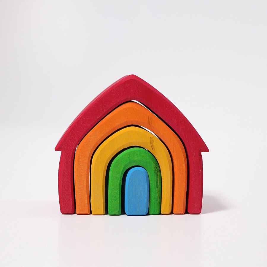 Grimm'S Rainbows & Creative Play | Grimm’s Wooden Toys Grimm'S Rainbows & Creative Play Grimm'S Stacking House Coloured