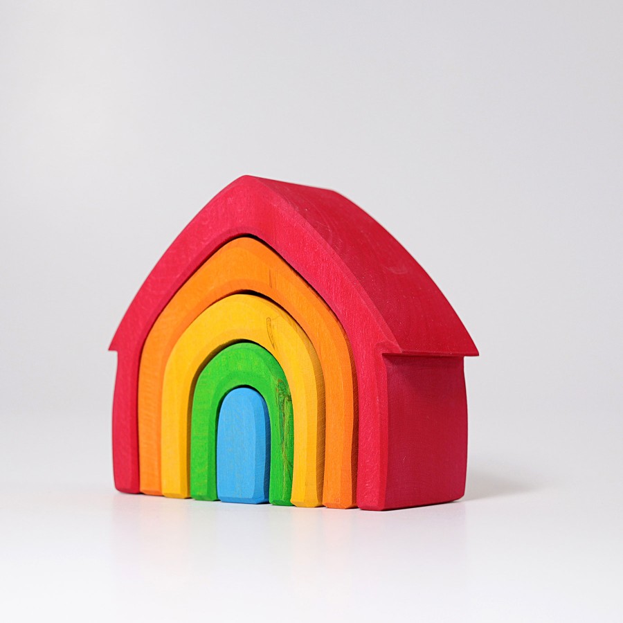 Grimm'S Rainbows & Creative Play | Grimm’s Wooden Toys Grimm'S Rainbows & Creative Play Grimm'S Stacking House Coloured