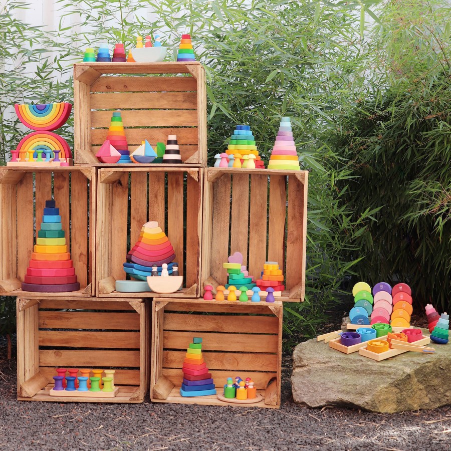 My First Grimm'S | Grimm’s Wooden Toys My First Grimm'S Grimm'S Stacking Tower Double Rainbow