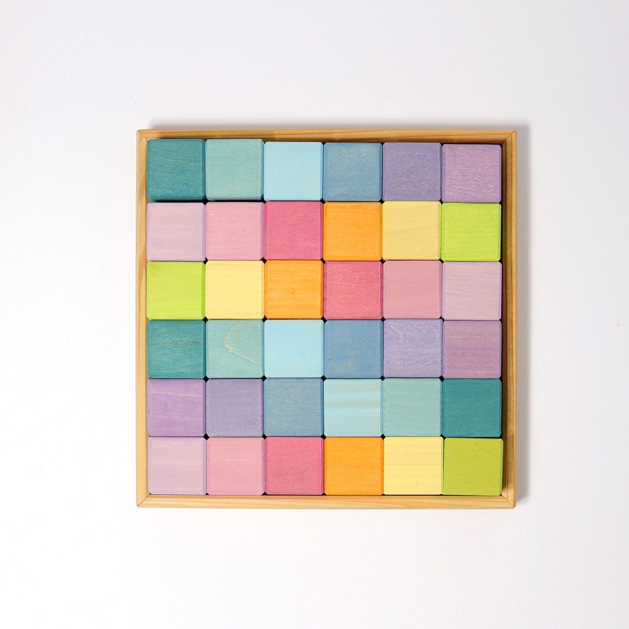 Blocks & Floor Play | Grimm’s Wooden Toys Blocks & Floor Play Grimm'S Mosaic Pastel, 36 Pieces