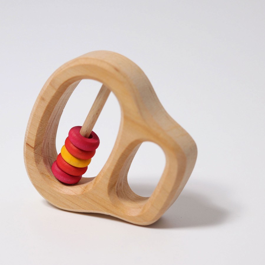 Wooden Rattles & Teething Toys | Grimm’s Wooden Toys Wooden Rattles & Teething Toys Grimm'S Rattle With Rings Red