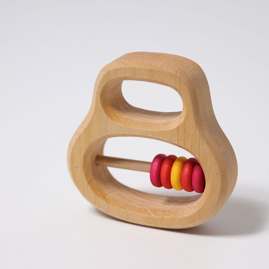 Wooden Rattles & Teething Toys | Grimm’s Wooden Toys Wooden Rattles & Teething Toys Grimm'S Rattle With Rings Red